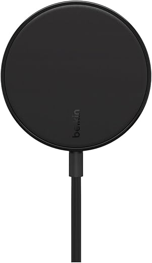 Belkin 7.5W Magnetic Portable Wireless Charger Pad - 6.6ft/2M Long Cable - MagSafe Charger Compatible - iPhone Charger Compatible w/ iPhone 15, iPhone 14, iPhone 13 - Power Supply Included - Black