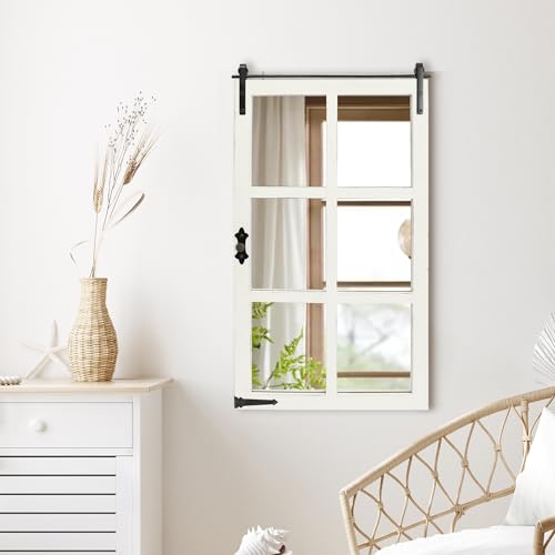 Farmhousewalldecormirrorwhitebarndoorwoodwindowframepanelmirrorforlivingroombedroomhomeoffice Urban Country Home Decor Farmhouse wall decor mirror white barn door wood window frame panel mirror for living room bedroom home office urban country home decor