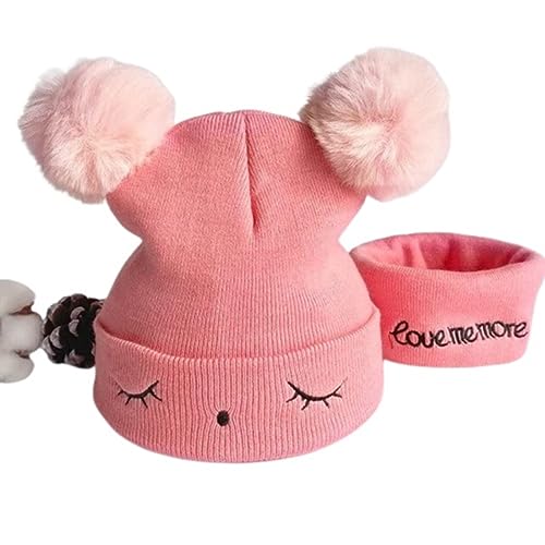Image of F Y V Baby Kids Winter Beanie Cap with Warm Knitted Woollen Fur Lined Hat for Boys and Girls Age 1 to 6 Years Soft Stretchable Winter Cap Ear Cover