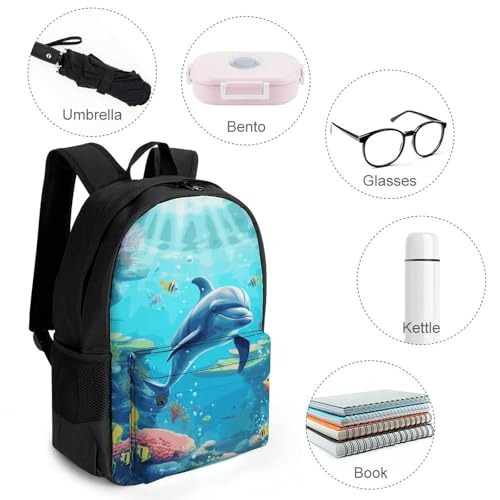 Mochila deportiva ligera con estampado de delfines miniatura 4