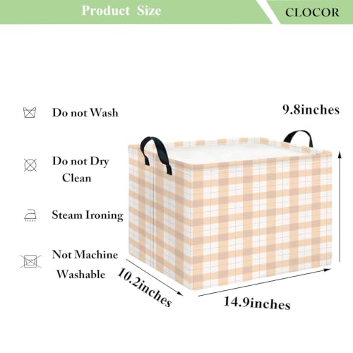 Image of CLOCOR Rectangular Storage Basket,Collapsible Storage Bin,Waterproof Books Box (Yellow Grid)
