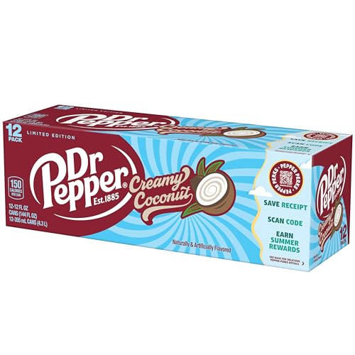 Dr Pepper Creamy Coconut Soda, 12 fl oz cans, 12 Pack