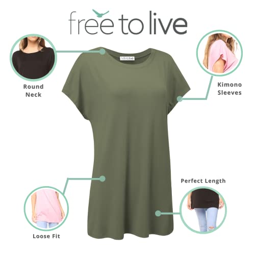 Free to Live 3 Pack Extra Long Tshirts for Women Tunic Tops to Wear with Leggings Short Sleeve Tee Workout T Shirts Loose Fit2