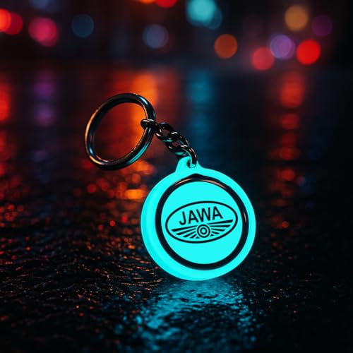 Mi Glow Store Glow in Dark Keychain for Bike Men | Gift for Man | Bike Accessories | Charges in Light Glows in Dark | Key chain for Bike | Compatible with Jawa (Blue)