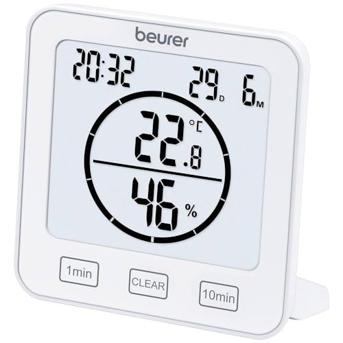 Beurer HM 22 Thermo-Hygrometer Room Climate Control Temperature and Relative Humidity Measurement with Timer and Beep, White