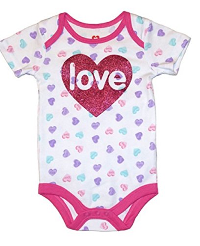 Topsville, Inc. Love & Heart Girls' Creeper Bodysuit Dress Up Outfit 0-3M