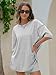 EXLURA Womens Summer Oversized T Shirts 2026 Casual Short Sleeve Loose Maternity Tops Crewneck Tunic Plus Gym Workout Top Light Grey