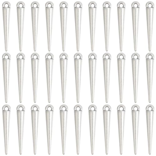 SUNNYCLUE 1 BOX 100PCS Silver Spike Charms Cone Charm Metal Alloy Antique Silver Gothic Punk Beads Vintage Spikes Goth Charms Bulk for Jewellery Making Charms Diy Earrings Bracelet Necklace Craft