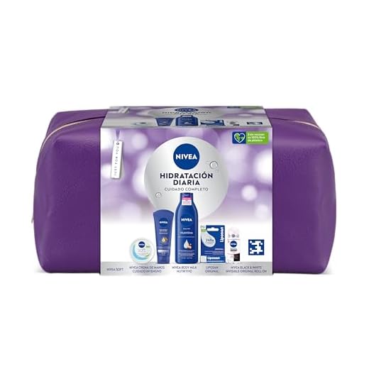 NIVEA Pack Neceser Body Cuidado Completo con body milk 250ml + crema de manos 100ml + NIVEA Soft 100ml + Roll On Black&White 50ml + LIPOSAN bálsamo labial