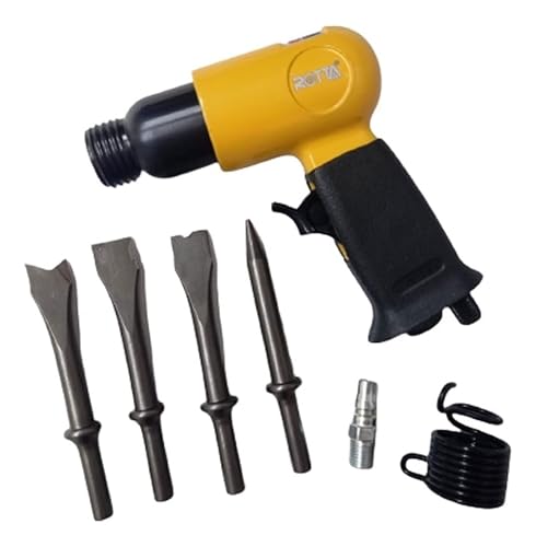 Rotta376 Martelete Pneumático Profissional 150mm Pistola Rebarbador + 4 Cinzéis