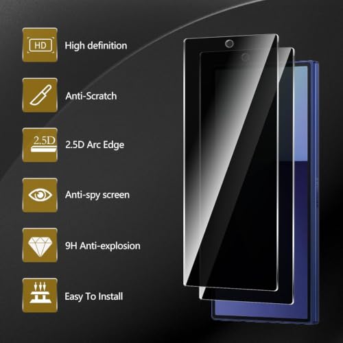 Image of Xynity Ultra Privacy Tempered Glass for Samsung Galaxy Z Fold 4 /5 (2 Pack) | Anti Spy Screen Protector | Premium Edge-to-Edge Coverage | Military Grade Anti-Scratch Protection | Easy Installation Kit