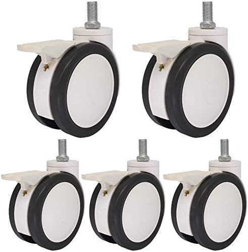 Casters/Castor,4/5in Swivel Caster/Brake Caster,Single Wheel Load 60/80KG,Used for Office Chair, Equipment,Furniture,PU/Nylon Solid Threaded Stem Caster Color : Swi (Brak