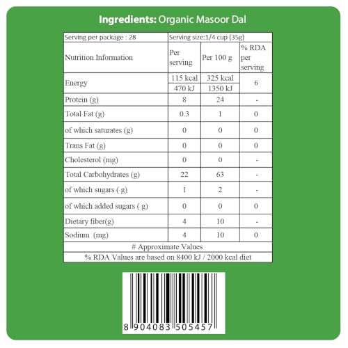 Image of 24 Mantra Organic Unpolished Masoor Dal /Red Lentil - 1 Kg | 100% Organic | Chemical Free & Pesticides Free | Tastier & Rich Flavour (Pack of 3)