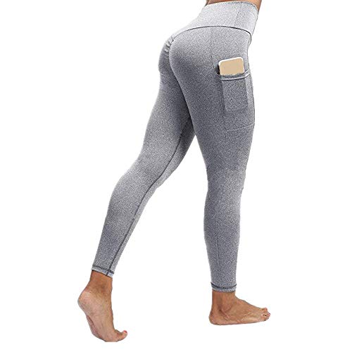 Boutique sale Sports Fitness Clothing Tights Female Elastic High Waist Tummy Hip Yoga Pants Side Pocket 2019 High Waist Pocket Yoga Pants Running Yoga Leggings High Waist Pocket Yoga Pants Light Gray