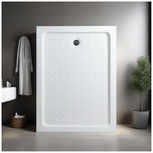 Base de ducha rectangular con superficie texturizada antideslizante, kit de bandeja de ducha acrílica que incluye drenaje, diseño moderno a prueba de fugas para instalación en el baño