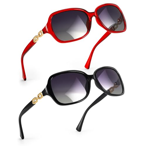 Image of SIPHEW Polarized Sunglasses for Women | Vintage Square Sunglasses w UV400 Protection | Womens Wraparound Shade