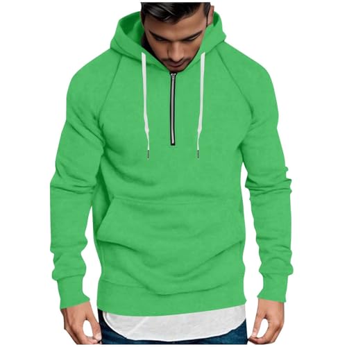 Half Zip Going Out Sweatshirts for Men Long Sleeve Casual Pullover Solid Color Lightweight Hoodie with Pockets