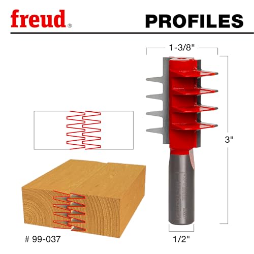 Freud 99–001 1/2 to 1–1/4-Zoll Tür Lip Router Bit mit 1/2 Zoll Schaft, 99-037