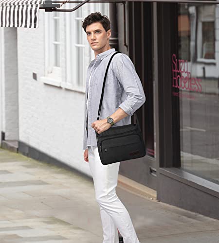 JAKAGO Wasserdichte Umhängetasche Herren,Multi-Tasche aus Segeltuch 15 Zoll Messenger Bag Arbeit Taschen für Herren & Damen,für Schule Reisen Arbeiten täglicher Gebrauch,Schwarz