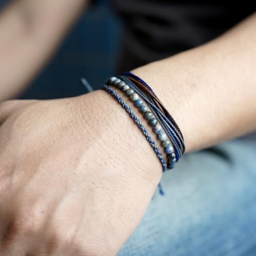 Mezcla Vida Handmade Natural Stone Beaded Healing Bracelet Gift for Men Adjustable Rope String Bracelet (Dumortierite, Adjustable)2