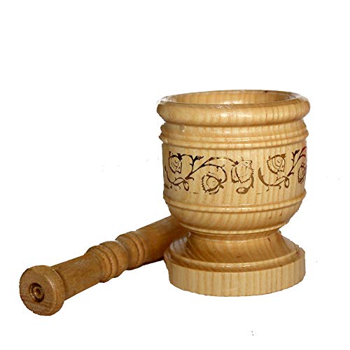 Mortar And Pestle Set Wood Handmade Garlic Press Ginger Crusher Spices Grinding Set Garlic Mincer Spice Masher Grinder Chopper Kitchen Tool 4.7 X 3.9 Inc #TOP1