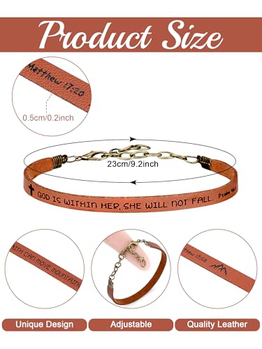 Image of Sureio 15 Pcs Christian Gift Bracelets for Women Men Inspirational Leather Religious Bible Verse God Faith Scripture Bracelet