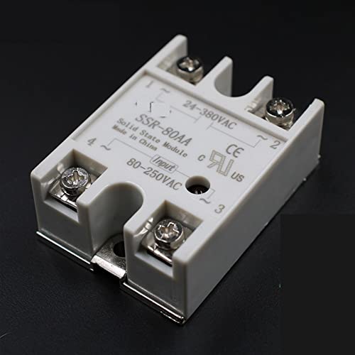 Relé de estado sólido SSR-80AA de control industrial con entrada 80-250VAC y salida 24-380VAC