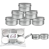 Beauticom (Quantity: 12 Pieces) 80G Refillable Silver Round Empty Aluminum Metal Tin Sample Jar Container with Screw Cap Lid for Candle, Beauty, Skincare, Cosmetics, Make Up, Balm, Salves