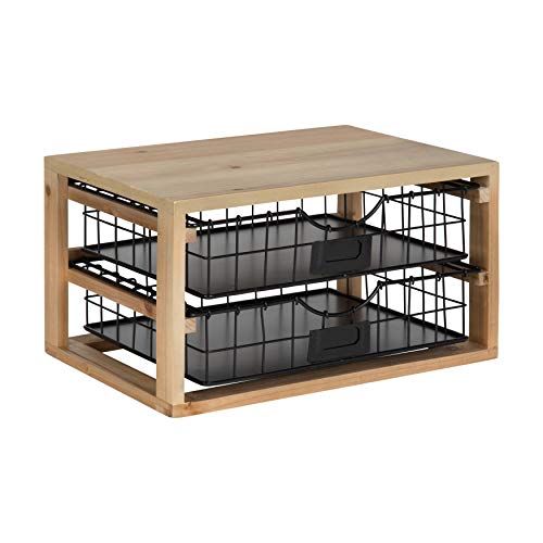 Kate and Laurel Tanner Rustic Wood and Metal Desktop Drawer Organizer Letter Tray