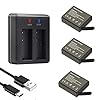 GeeKam Action Cam Akku 1050mAh Wiederaufladbar Batterien (3 Stücke) mit USB 2-kanäle Ladegerät für Crosstour/Victure/Apexcam/AKASO/APEMAN/Campark/GOOKAM/COOAU/SJ4000/PG900