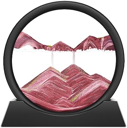Wai Danie Moving Sand Art Picture 3D Hourglass Deep Sea Sandscape Liquid Motion Display Painting Flowing Sand Frame Relaxing Desktop Home Office Work Decor(Green 7")