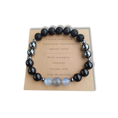 Empath Protection Happy Beads Natural Stone Healing Crystal Evil Eye Bracelet Jewelry Gifts For Women