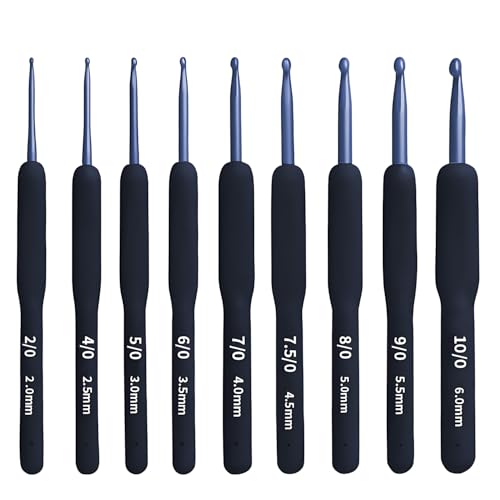 iJiGui Agujas de Ganchillo, 9 PCS Agujas de Ganchillos Kit de Ganchillos Accesorios, Agujas de Ganchillo de Aluminio, 2 a 6 mm, para Novatos y Profesionales(Azul)
