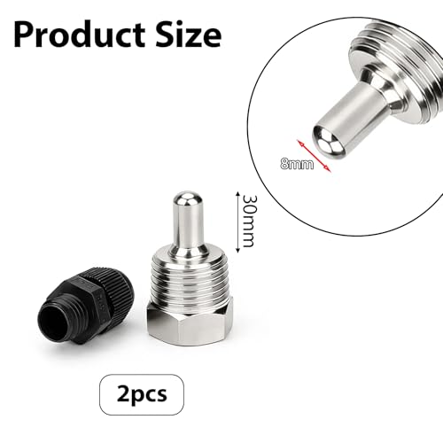 2 Stück Edelstahl Tauchhülsen, G 1/2 Zoll Gewinde für Temperatursensor, Edelstahl Tauchschutzrohre für Thermoelemente, 8 x 30mm Tauchhülsen, Schutzrohr für Temperaturfühler (G1/2 Zoll, 8 * 30mm*2)