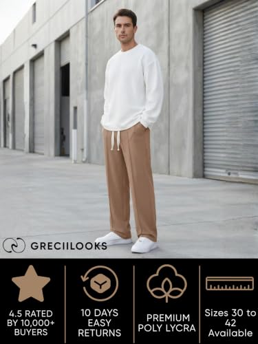 Image of GRECIILOOKS Men's Lycra Cargo Track Pants - Loose Fit Joggers for Men | Korean Style Travel & Lounge Wear with Pockets (Available in Plus Size)