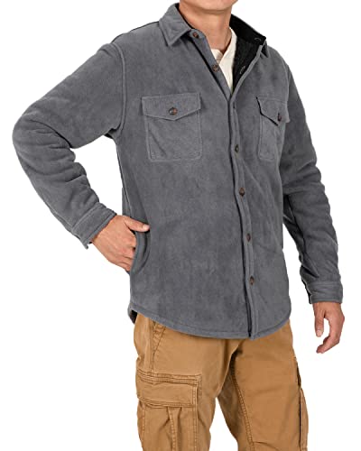 Image of Lisskolo Men's Warm Sherpa Flannel Shirt Jacket Heavy Fleece Lined Plaid Button Up Jackets