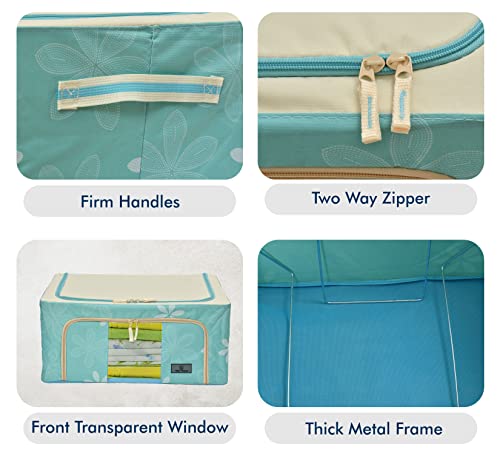 Image of Yellow Weaves Foldable Cloth Storage Box /Wardrobe Organizer, 44 LTR, 2 pieces, Blue