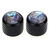 Musiclily Pro ドームノブ ミリサイズ アバロンスチールノブ TLテレキャスターエレキギター/ベース用、ブラック（2個セット）