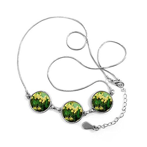 Bijoux collier avec chaîne pendentif rond motif peinture poisson rivière