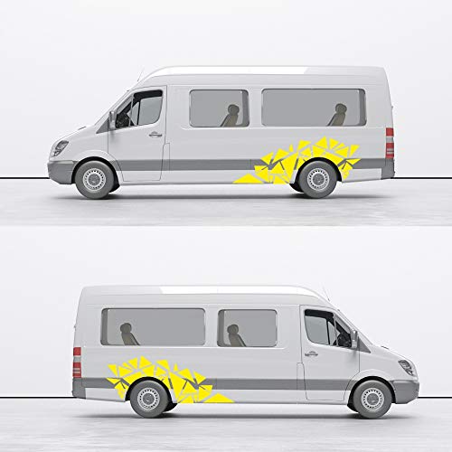 Image of ATOMO 2 Triangle Car Decals, Yellow Vinyl Decal Graphics, DIY Car Body Stickers