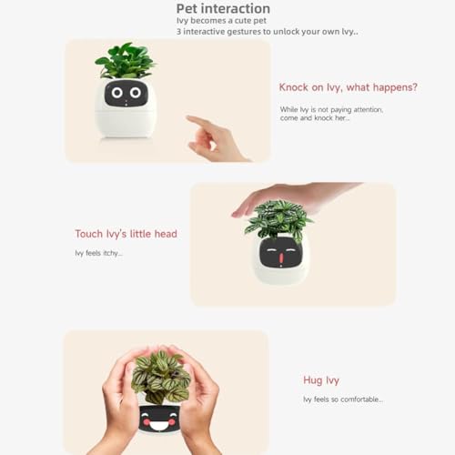 Pot intelligent Itigoitie avec plusieurs expressions, 7 capteurs et puce IA, pour animaux de compagnie et entretien facile des plantes dans le salon (blanc) – Image 8
