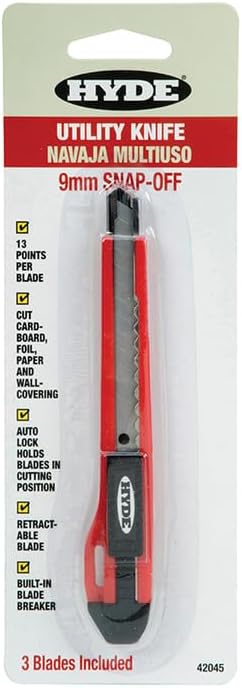 10-Pack of 9mm Hyde 42045 Hyde Auto-Lock Snap-Off Blade Utility Knife w/ 13-Point Blade