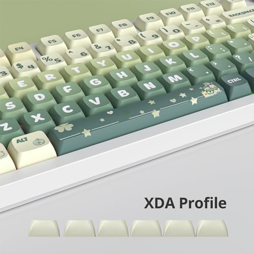 Image of Guffercty kred 133 Keys XDA Profile Green keycaps 75 Percent Cute PBT Keyboard Caps with ISO Keys for 60% 65% 75% 96% Mechanical Keyboard (Light Green)