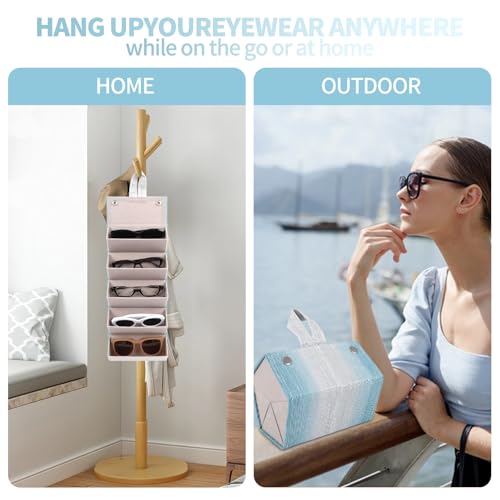 Image of Sunglasses Organizer, Portable Eyeglasses Holder Glasses Storage Box for Women Men, Folding Case Hard Shell, Gradient Design