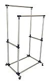 EWEI'S HomeWares Double Rail Adjustable Telescopic Rolling Garment Rack