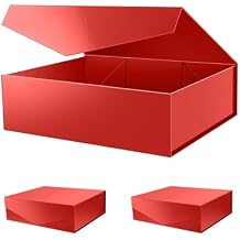PACKHOME 17x14.5x5.5 Inches, 3 Extra Large Gift Boxes with Lids, Magnetic Closure Boxes for Clothes and Large Gifts Glossy Red