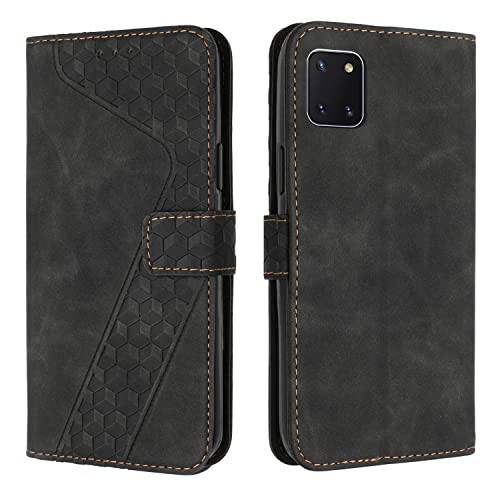 OKZone Kompatibel mit Samsung Galaxy A81/M60S/Note 10 Lite Hülle, PU Leder Handyhülle Tasche Wallet Schutzhülle Flip Cover Klappbar Stoßfeste Brieftasche Etui mit Magnet Kartenfach Lederhülle(Schwarz)