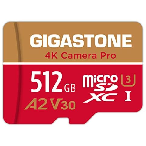 [5-Yrs Free Data Recovery] GIGASTONE 512GB Micro SD Card, 4K Camera Pro, A2 V30 for Smartphone, Gopro, Action Cams, 4K UHD Video Recording , Up to 100MB/s, UHS-I U3 C10 Class 10 with Adapter Cover