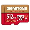 [Recuperación de datos gratuita de 5 años] GIGASTONE Tarjeta Micro SD de 512 GB, cámara 4K Pro, A2 V30 para smartphone, Gopro, cámaras de acción, grabación de video 4K UHD, R/W hasta 150/120 MB/s