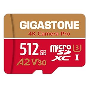 [Recuperación de datos gratuita de 5 años] GIGASTONE Tarjeta Micro SD de 512 GB, cámara 4K Pro, A2 V30 para smartphone, Gopro, cámaras de acción, grabación de video 4K UHD, R/W hasta 150/120 MB/s